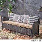 Auguste Outdoor Wicker 3-Seat Sofa - Brown/Tan