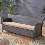 Auguste Outdoor Wicker 3-Seat Sofa - Brown/Tan