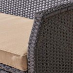 Auguste Outdoor Wicker 3-Seat Sofa - Brown/Tan