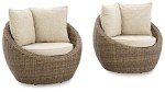 Ashley DANSON Swivel Lounge Chairs with Cushions, 2-Pack