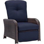 Hanover Strathmere Navy Blue Outdoor Recliner Chair
