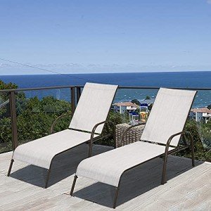 2-Pack Adjustable Grey Patio Lounge Chairs