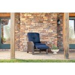 Hanover Strathmere Navy Blue Outdoor Recliner Chair