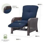 Hanover Strathmere Navy Blue Outdoor Recliner Chair