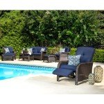 Hanover Strathmere Navy Blue Outdoor Recliner Chair