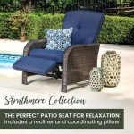 Hanover Strathmere Navy Blue Outdoor Recliner Chair
