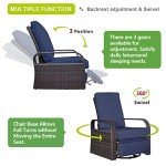 Navy Blue Swivel Rattan Recliner Lounge Chair