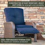 Hanover Strathmere Navy Blue Outdoor Recliner Chair