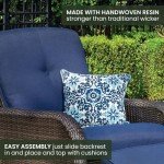 Hanover Strathmere Navy Blue Outdoor Recliner Chair