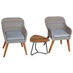 3-Piece Gray Wicker Outdoor Bistro Set