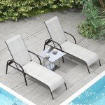 2-Pack Adjustable Grey Patio Lounge Chairs