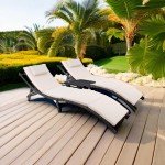 Devoko Outdoor Rattan Chaise Lounge Set - 3 Pieces