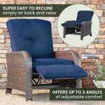 Hanover Strathmere Navy Blue Outdoor Recliner Chair