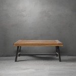 Acacia Wood Coffee Table with Rustic Metal Accents
