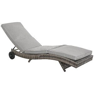 Adjustable Wicker Chaise Lounge Chair for Outdoors