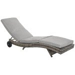 Adjustable Wicker Chaise Lounge Chair for Outdoors