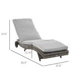 Adjustable Wicker Chaise Lounge Chair for Outdoors