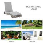 Adjustable Wicker Chaise Lounge Chair for Outdoors