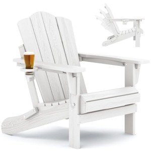 Folding Adjustable Adirondack Chair with Cup Holder