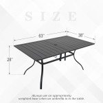 Nixtopia Black Rectangle Patio Dining Table, 6 Person