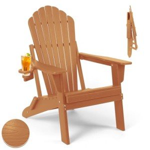 Folding Adirondack Chair with Cup Holder, Heavy Duty