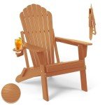 Folding Adirondack Chair with Cup Holder, Heavy Duty