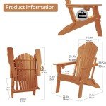 Folding Adirondack Chair with Cup Holder, Heavy Duty