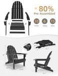 Black Folding Adirondack Chair - All-Weather Comfort