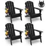 Folding Adirondack Chairs Set of 4 - Black
