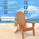 Folding Adirondack Chair with Cup Holder, Heavy Duty