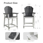 OTSUN Tall Adirondack Bar Stool Chair for Outdoors