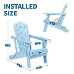 VINGLI Folding Plastic Adirondack Chairs Set of 2