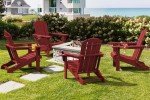 Set of 2 Red Adirondack Chairs with Cup Holders