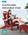 Set of 2 Red Adirondack Chairs with Cup Holders