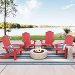 Bright Red Adirondack Chairs Set of 4