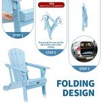 VINGLI Folding Plastic Adirondack Chairs Set of 2