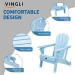 VINGLI Folding Plastic Adirondack Chairs Set of 2
