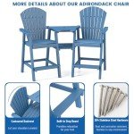 Navy Blue Tall Adirondack Chair Set of 2