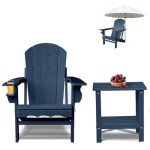 Cloudeep Folding HDPE Adirondack Chair with Side Table