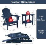 Cloudeep Folding HDPE Adirondack Chair with Side Table