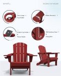 Set of 2 Red Adirondack Chairs with Cup Holders