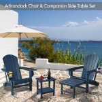 Cloudeep Folding HDPE Adirondack Chair with Side Table