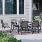Nixtopia Black Rectangle Patio Dining Table, 6 Person