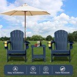 Cloudeep Folding HDPE Adirondack Chair with Side Table