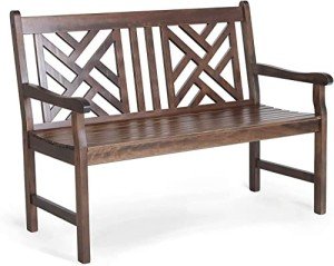 Acacia Wood 2-Person Garden Bench with Backrest
