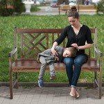 Acacia Wood 2-Person Garden Bench with Backrest