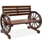 2-Person Wooden Wagon Wheel Bench for Outdoors