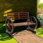 2-Person Wooden Wagon Wheel Bench for Outdoors