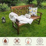 Acacia Wood 2-Person Garden Bench with Backrest