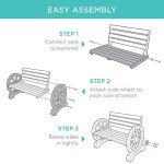 2-Person Wooden Wagon Wheel Bench for Outdoors